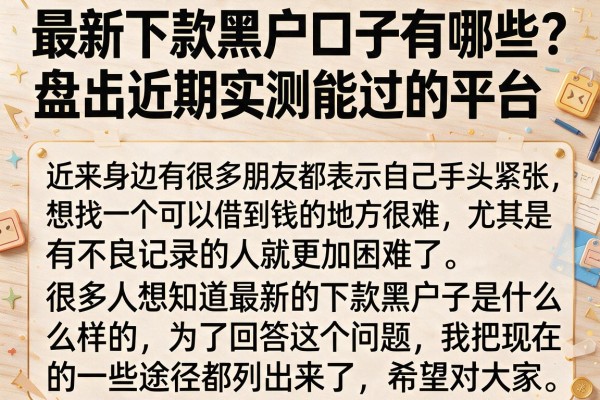 最新下款黑户口子有哪些？盘点近期实测能过的平台