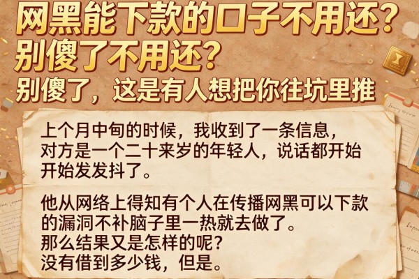 网黑能下款的口子不用还？别傻了，这是有人想把你往坑里推