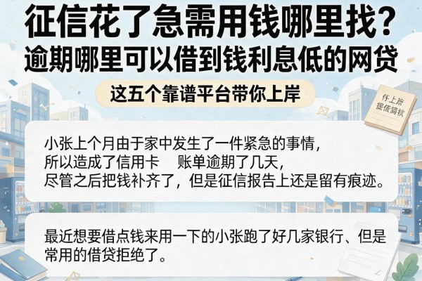 征信花了急需用钱哪里找？逾期哪里可以借到钱利息低的网贷，这五个靠谱平台带你上岸