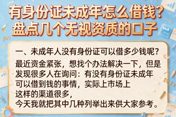有身份证未成年怎么借钱？盘点几个无视资质的口子