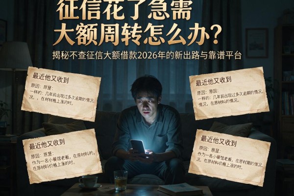 征信花了急需大额周转怎么办？揭秘不查征信大额借款2026年的新出路与靠谱平台