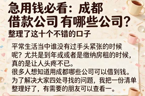 急用钱必看：成都借款公司有哪些公司？整理了这十个不错的口子