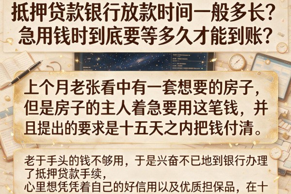 抵押贷款银行放款时间一般多长？急用钱时到底要等多久才能到账？
