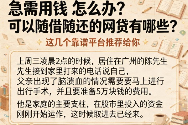 急需用钱怎么办？可以随借随还的网贷有哪些？这几个靠谱平台推荐给你
