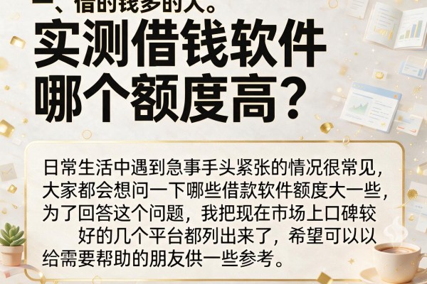 实测借钱软件哪个额度高？这几个平台审批快下款稳