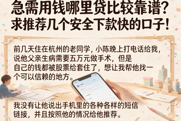 急需用钱哪里贷比较靠谱？求推荐几个安全下款快的口子！