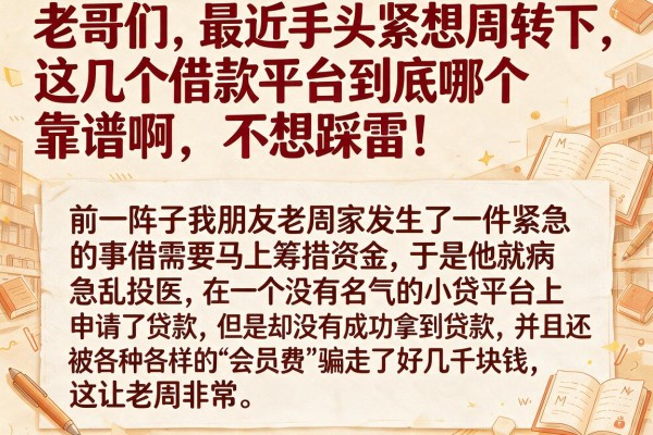老哥们，最近手头紧想周转下，这几个借款平台到底哪个靠谱啊？不想踩雷！