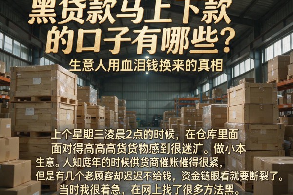 黑贷款马上下款的口子有哪些？生意人用血泪钱换来的真相