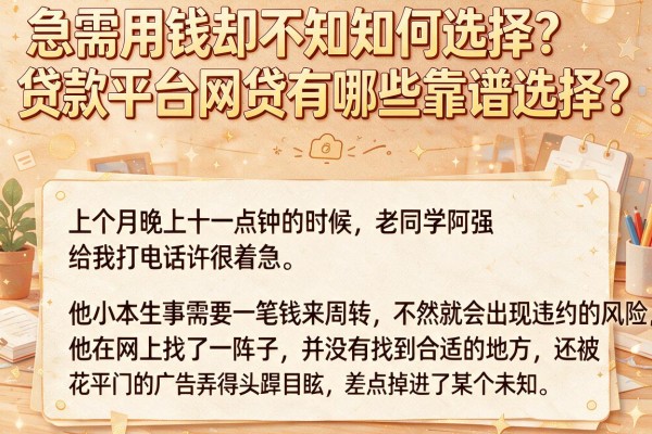 急需用钱却不知如何选择?贷款平台网贷有哪些靠谱选择?这篇文章告诉你答案