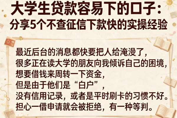 大学生贷款容易下的口子：分享5个不查征信下款快的实操经验