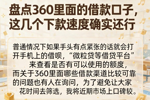 盘点360里面的借款口子，这几个下款速度确实还行