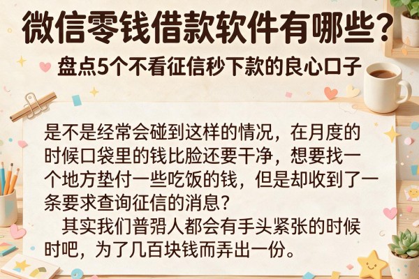 微信零钱借款软件有哪些?盘点5个不看征信秒下款的良心口子