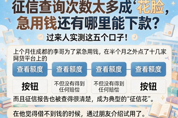 征信查询次数太多成‘花脸’，急用钱还有哪里能下款？过来人实测这五个口子！