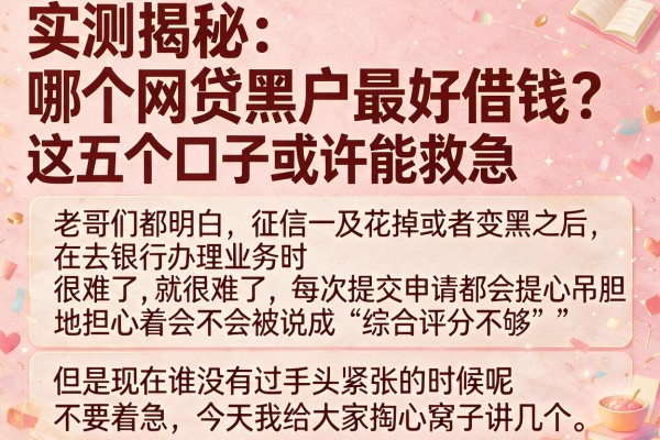 实测揭秘：哪个网贷黑户最好借钱？这五个口子或许能救急