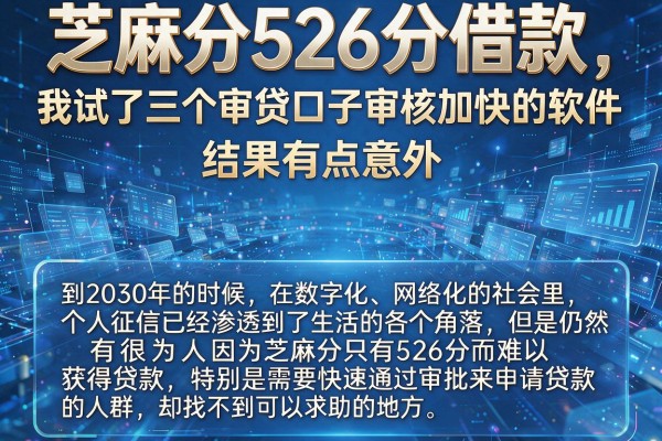 芝麻分526分借款，我试了三个审贷口子审核加快的软件，结果有点意外