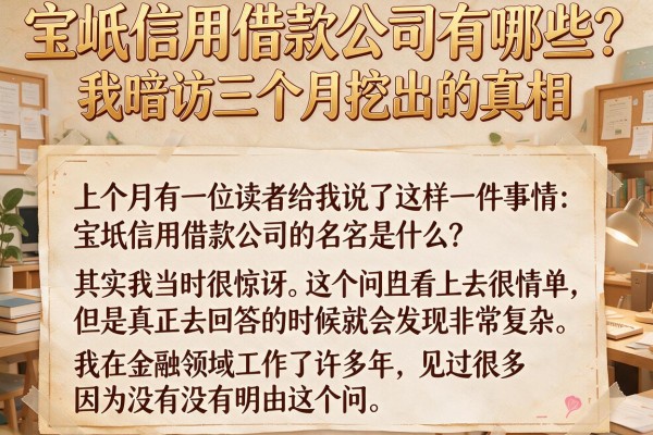 宝坻信用借款公司有哪些？我暗访三个月挖出的真相