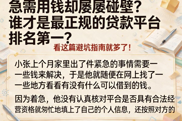 急需用钱却屡屡碰壁？谁才是最正规的贷款平台排名第一？看这篇避坑指南就够了！
