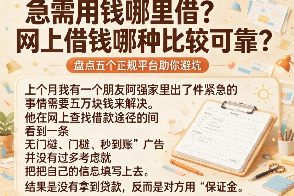 急需用钱哪里借？网上借钱哪种比较可靠？盘点五个正规平台助你避坑