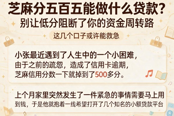 芝麻分五百五能做什么贷款？别让低分阻断了你的资金周转路，这几个口子或许能救急