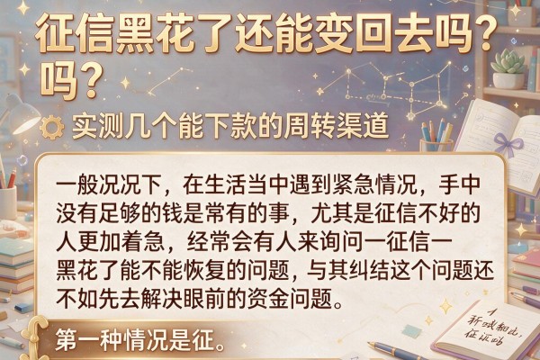 征信黑花了还能变回去吗？实测几个能下款的周转渠道