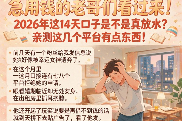 急用钱的老哥们看过来！2026年这14天口子是不是真放水？亲测这几个平台有点东西！