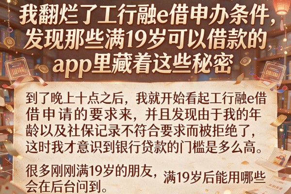 我翻烂了工行融e借申办条件，发现那些满19岁可以借款的app里藏着这些秘密