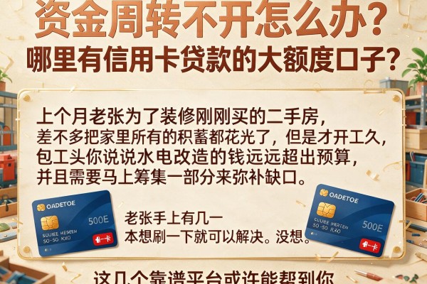 资金周转不开怎么办？哪里有信用卡贷款的大额度口子？这几个靠谱平台或许能帮到你