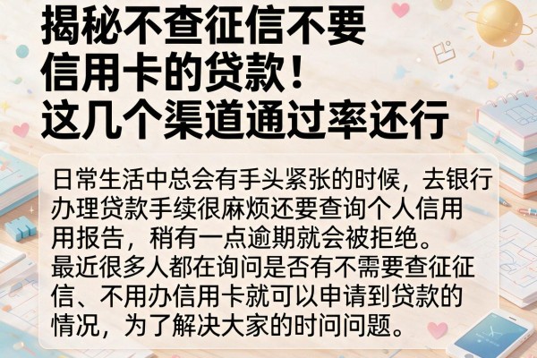 揭秘不查征信不要信用卡的贷款,这几个渠道通过率还行