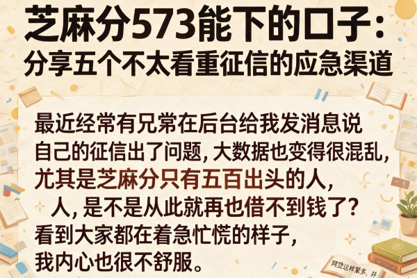 芝麻分573能下的口子：分享五个不太看重征信的应急渠道