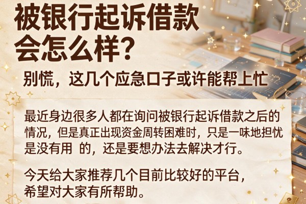 被银行起诉借款会怎么样？别慌，这几个应急口子或许能帮上忙