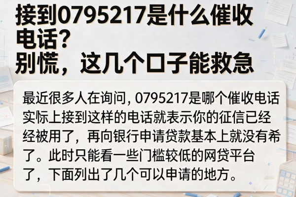 接到0795217是什么催收电话？别慌，这几个口子能救急