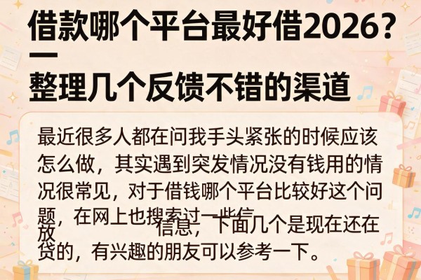 借款哪个平台最好借2026？整理几个反馈不错的渠道