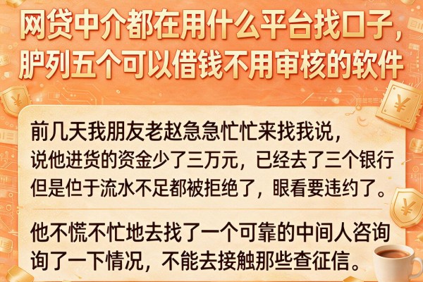 网贷中介都在用什么平台找口子，胪列五个可以借钱不用审核的软件