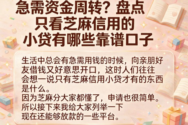 急需资金周转？盘点只看芝麻信用的小贷有哪些靠谱口子