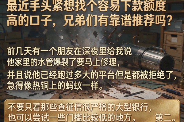 最近手头紧想找个容易下款额度高的口子，兄弟们有靠谱推荐吗？