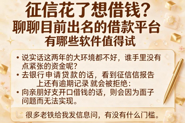 征信花了想借钱？聊聊目前出名的借款平台有哪些软件值得试