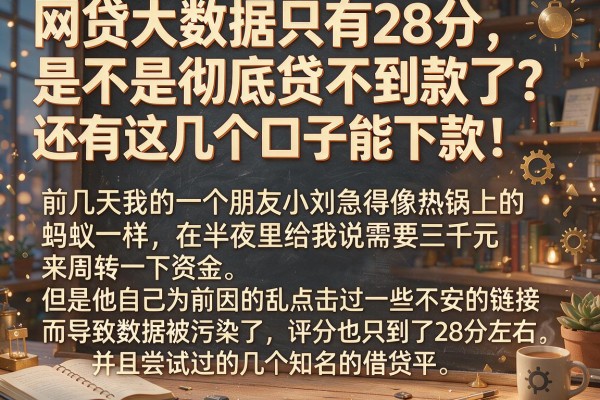 网贷大数据只有28分，是不是彻底贷不到款了？还有这几个口子能下款！