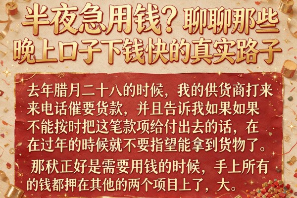 半夜急用钱？聊聊那些晚上口子下钱快的真实路子