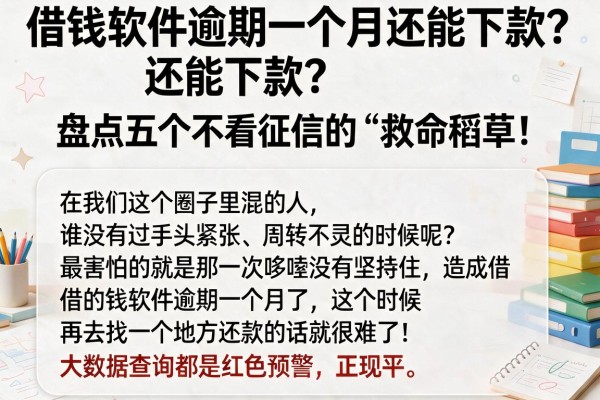 借钱软件逾期一个月还能下款？盘点五个不看征信的“救命稻草”