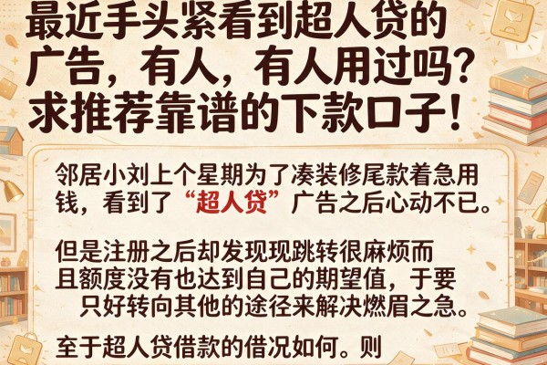 最近手头紧看到超人贷的广告，有人用过吗？求推荐靠谱的下款口子！