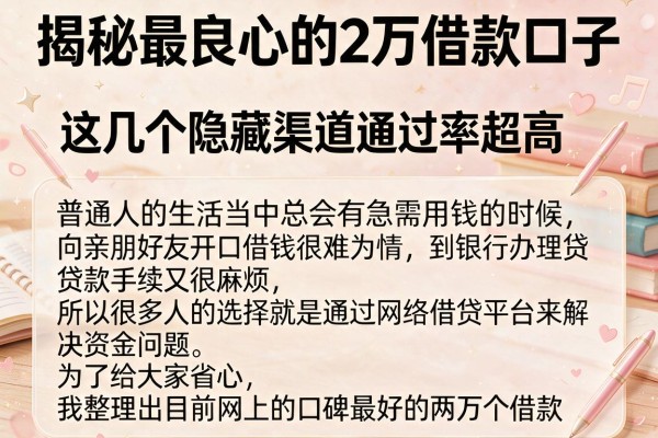 揭秘最良心的2万借款口子，这几个隐藏渠道通过率超高