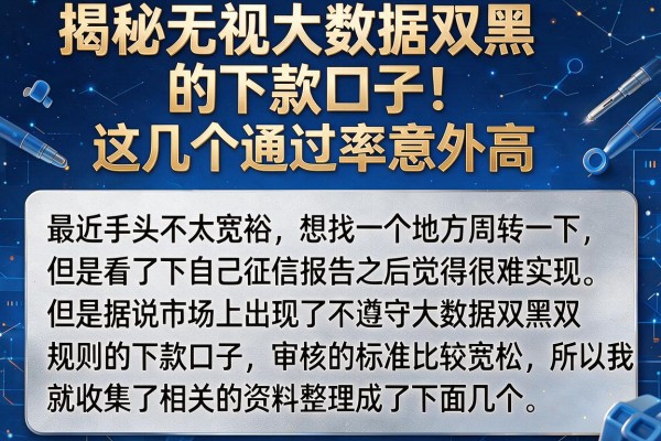 揭秘无视大数据双黑的下款口子，这几个通过率意外高