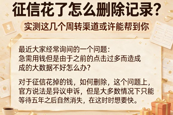 征信花了怎么删除记录?实测这几个周转渠道或许能帮到你