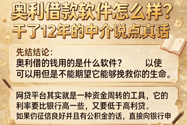 奥利借款软件怎么样？干了12年的中介说点真话