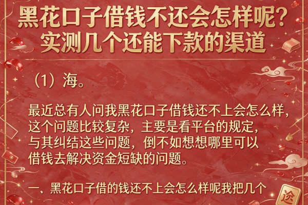 黑花口子借钱不还会怎样呢?实测几个还能下款的渠道