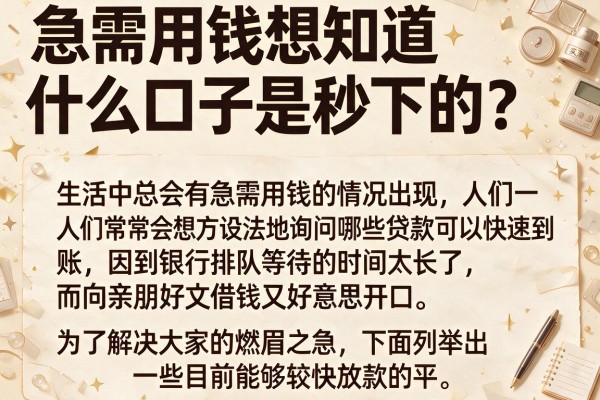急需用钱想知道什么口子是秒下的？这几款实测下款快