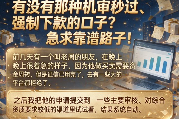 有没有那种机审秒过、强制下款的口子？急求靠谱路子！