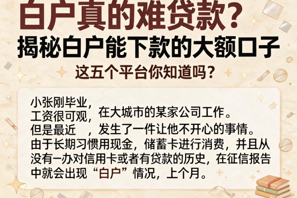 白户真的难贷款？揭秘白户能下款的大额口子，这五个平台你知道吗？