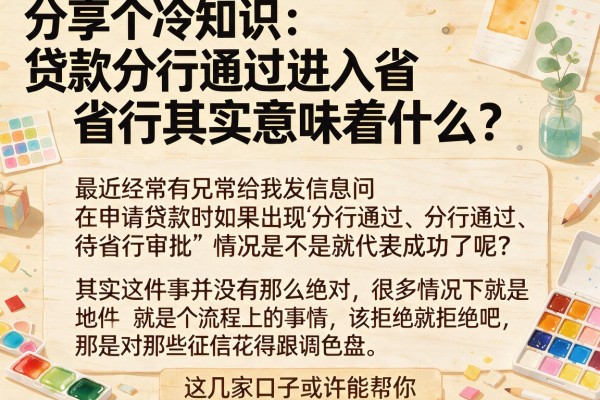 分享个冷知识：贷款分行通过进入省行其实意味着什么？这几家口子或许能帮你