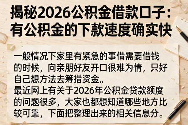 揭秘2026公积金借款口子：有公积金的下款速度确实快